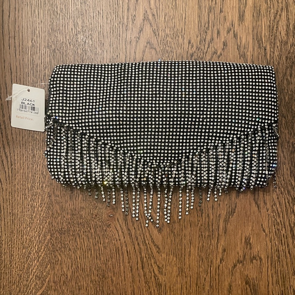 New with tags glitter clutch (with long strap)